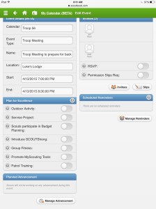 Screen shot from Scoutbook.com